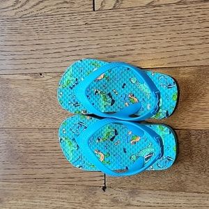 Kids dinosaur flip-flops 5/6 blue